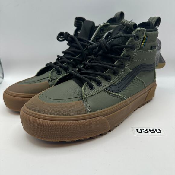 VANS Men\'s 7.5 MTE Sk8 Hi Military Green/Gum Outsole Primaloft